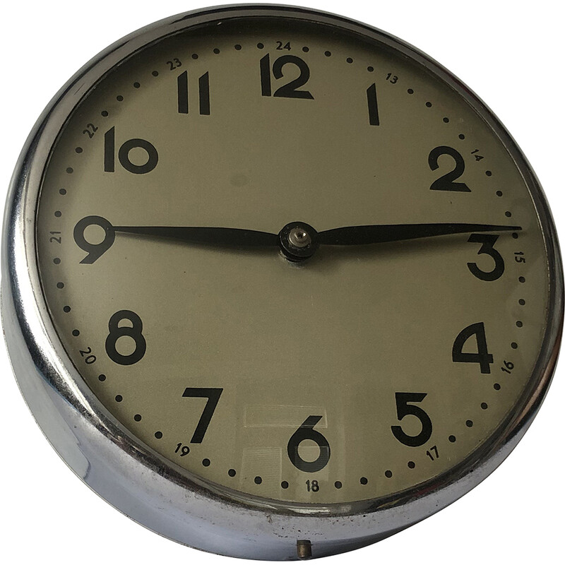Vintage industrial wall clock, Czechoslovakia 1960s