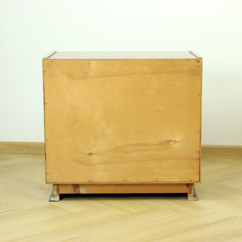 Art Deco vintage sideboard in oakwood and walnut veneer, Czechoslovakia 1940s