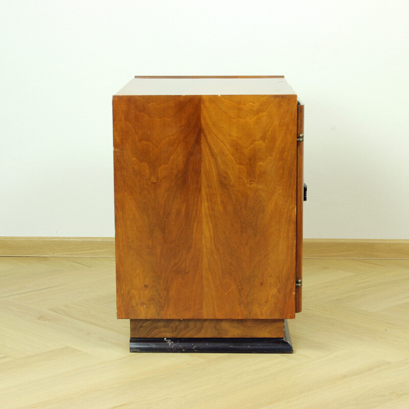 Art Deco vintage sideboard in oakwood and walnut veneer, Czechoslovakia 1940s