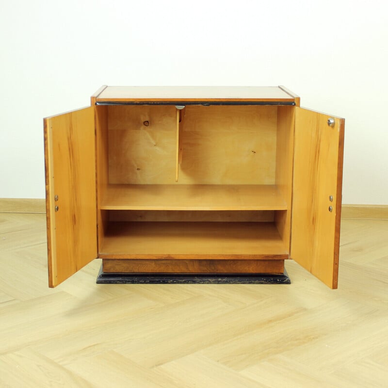 Art Deco vintage sideboard in oakwood and walnut veneer, Czechoslovakia 1940s