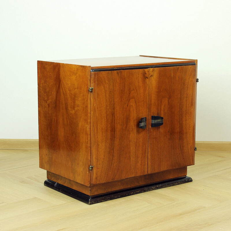 Art Deco vintage sideboard in oakwood and walnut veneer, Czechoslovakia 1940s