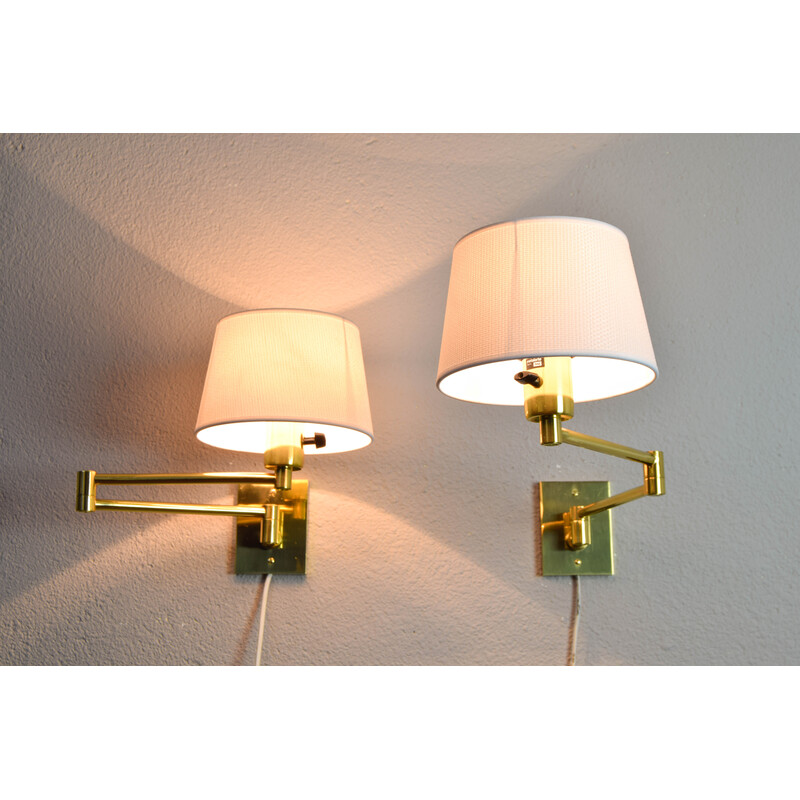 Pair of mid-century brass wall lamps by George W Hansen for Metalarte, 1960s