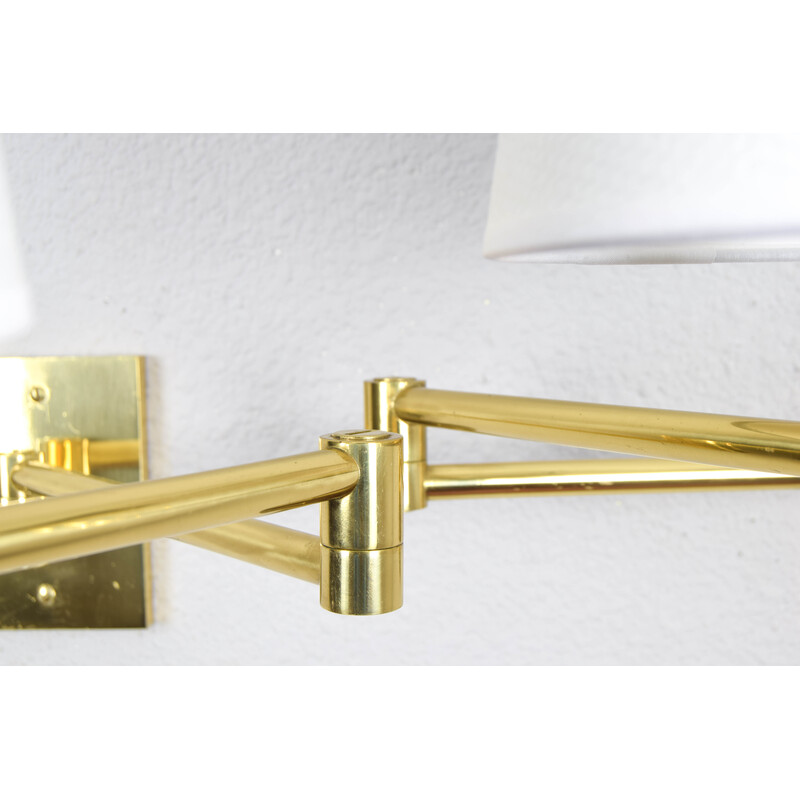 Pair of mid-century brass wall lamps by George W Hansen for Metalarte, 1960s