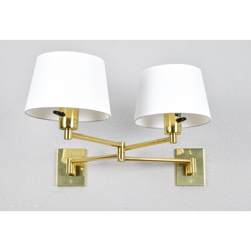 Pair of mid-century brass wall lamps by George W Hansen for Metalarte, 1960s