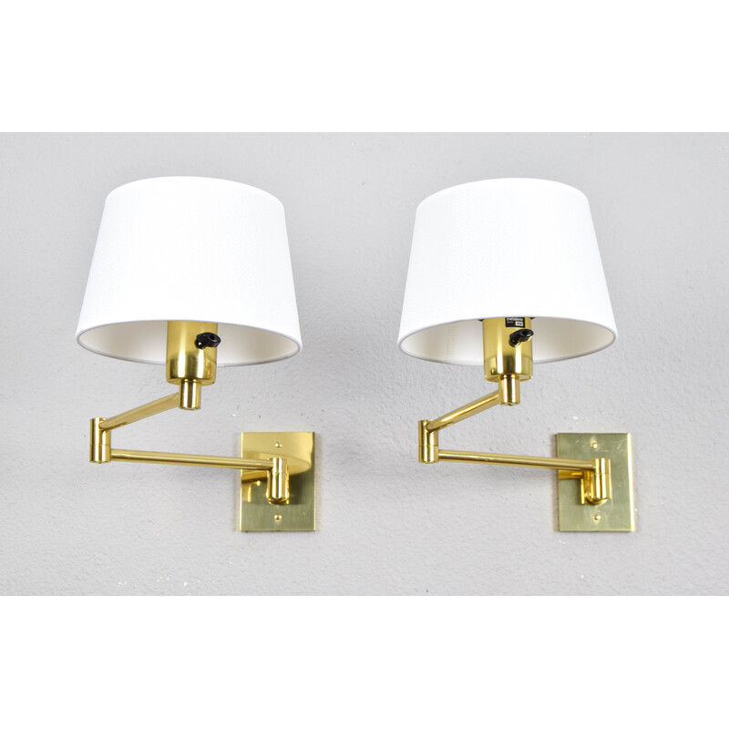 Pair of mid-century brass wall lamps by George W Hansen for Metalarte, 1960s
