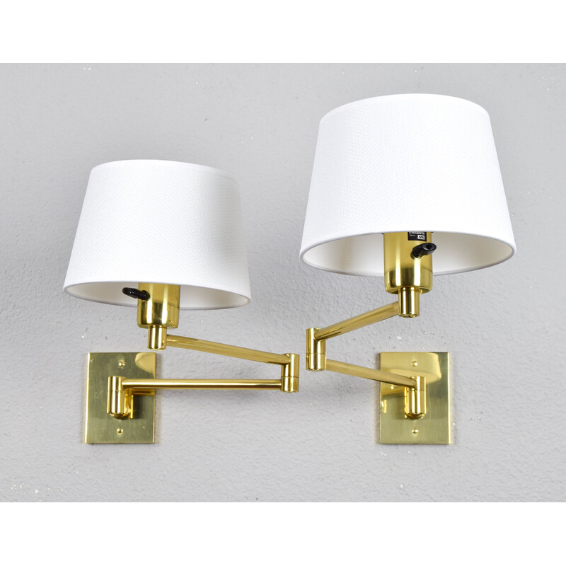 Pair of mid-century brass wall lamps by George W Hansen for Metalarte, 1960s