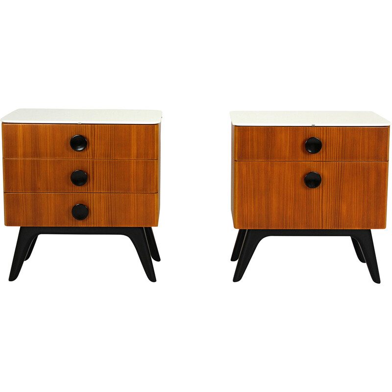 Pair of vintage night stand by Jindrich Halabala for Up Zavody, Czechoslovakia 1950s