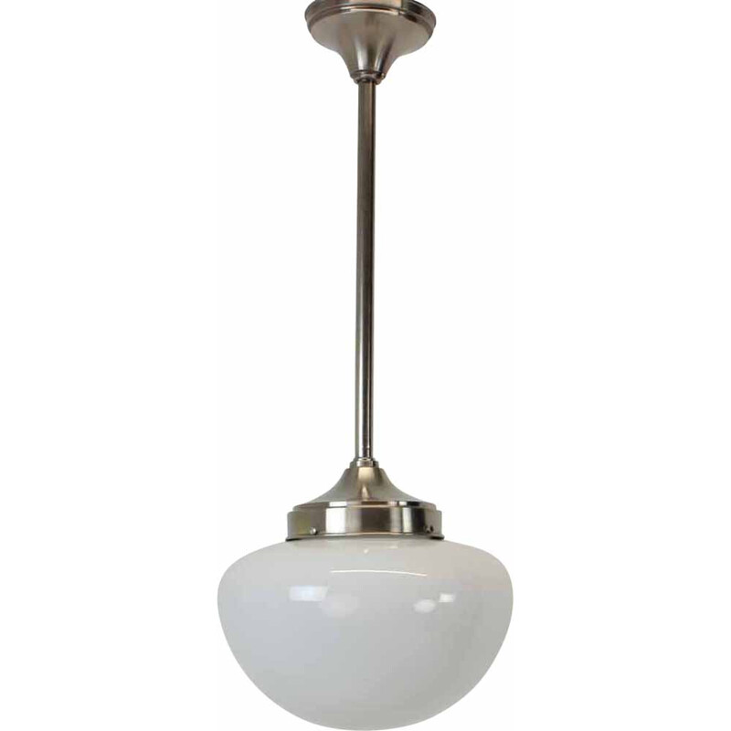 Lámpara colgante Art Decó de latón y cristal, Checoslovaquia años 30