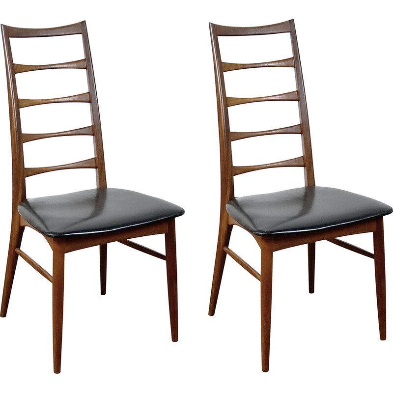 Paire de chaises Lis vintage en teck à dossier échelonné par Niels Koefoed pour Koefoeds Hornslet, 1960