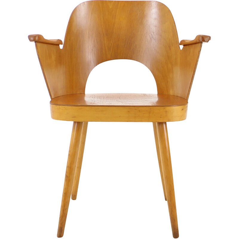Vintage beechwood armchair by Oswald Haerdtl, Czechoslovakia 1959