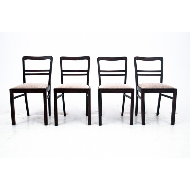 Vintage Art Deco oakwood dining set, Poland 1940s