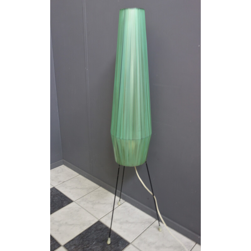 Vintage groene fiber raketvormige vloerlamp, 1960