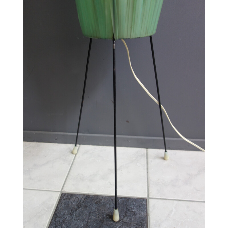 Vintage groene fiber raketvormige vloerlamp, 1960