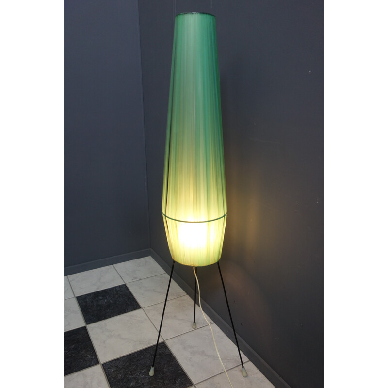 Vintage green fiber rocket shape floor lamp, 1960s