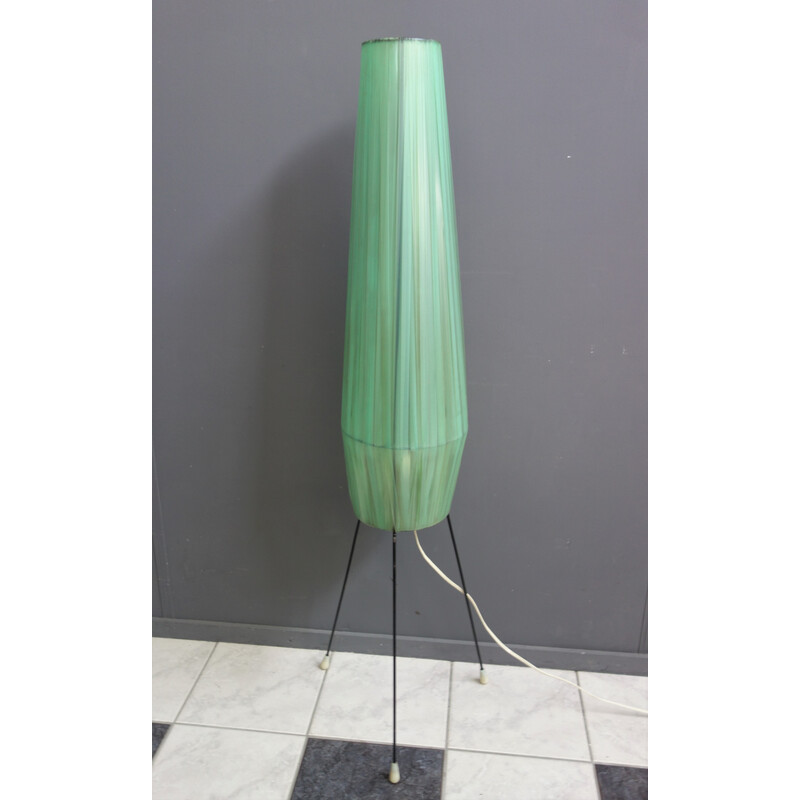 Lampada da terra a forma di razzo in fibra verde vintage, anni '60
