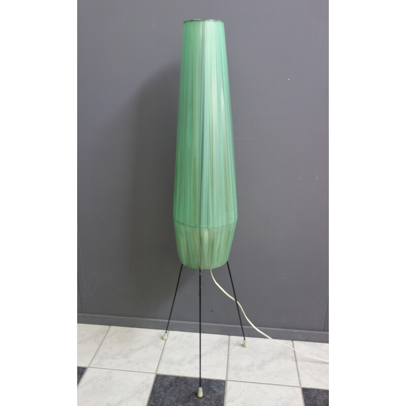 Vintage groene fiber raketvormige vloerlamp, 1960