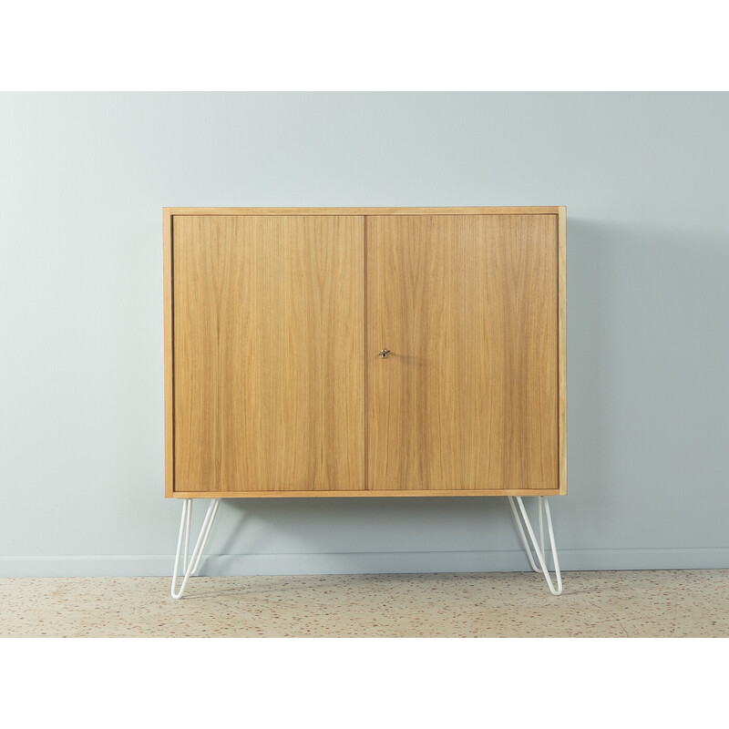 Vintage chest of drawers in bleached walnut veneer with two doors, Germany 1960s