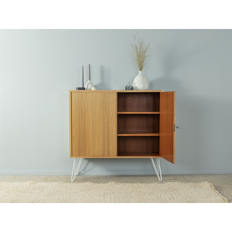 Vintage chest of drawers in bleached walnut veneer with two doors, Germany 1960s