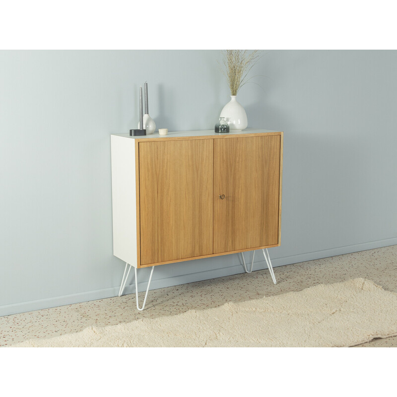 Vintage chest of drawers in bleached walnut veneer with two doors, Germany 1960s