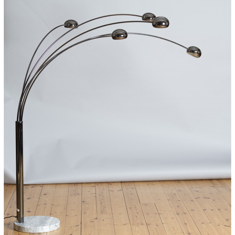 Vintage Bilka vloerlamp in gerookt chroom, Denemarken