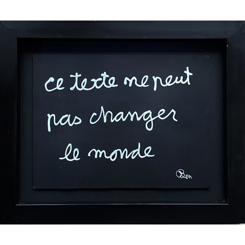 Disegno d'epoca "Questo testo non può cambiare il mondo" di Ben Vautier