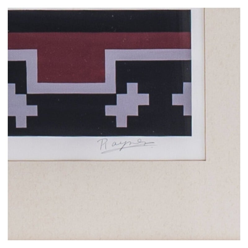 Vintage gouache "Ganado" Border Rug Designs" door Desmond Rayner