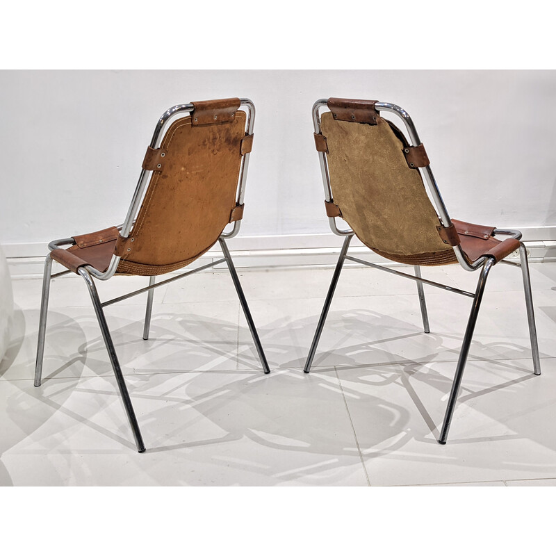 Paar vintage stoelen van Charlotte Perriand voor het resort Les Arcs, 1970