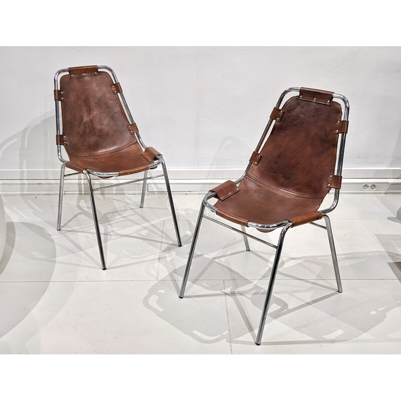 Pair of vintage chairs by Charlotte Perriand for the resort of Les Arcs, 1970