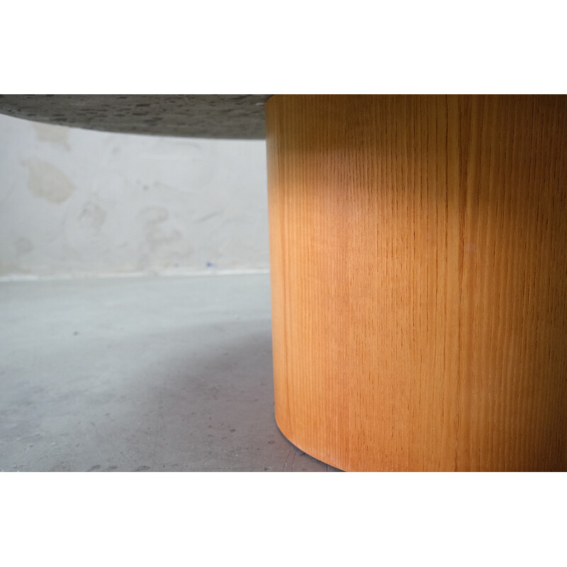 Vintage Brutalistic stone and teak coffe table de Peter Draenert, 1970s