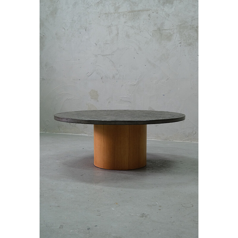 Vintage Brutalistic stone and teak coffe table by Peter Draenert, 1970s