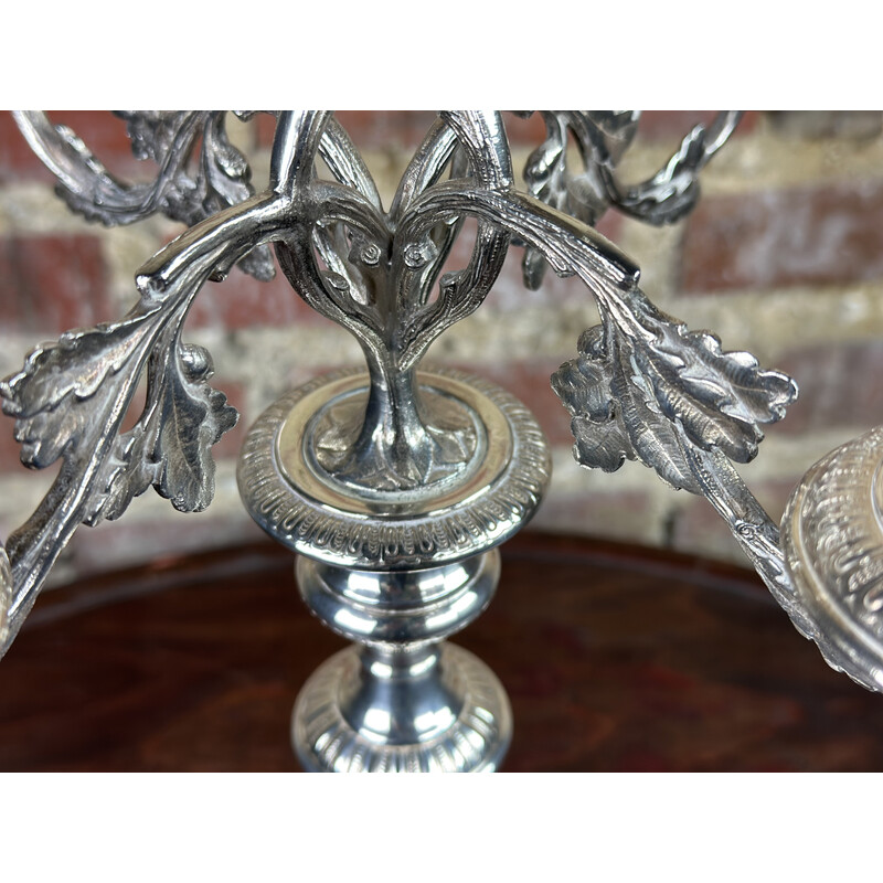 Pair of vintage silver plated 5 branch candlesticks, 1980s