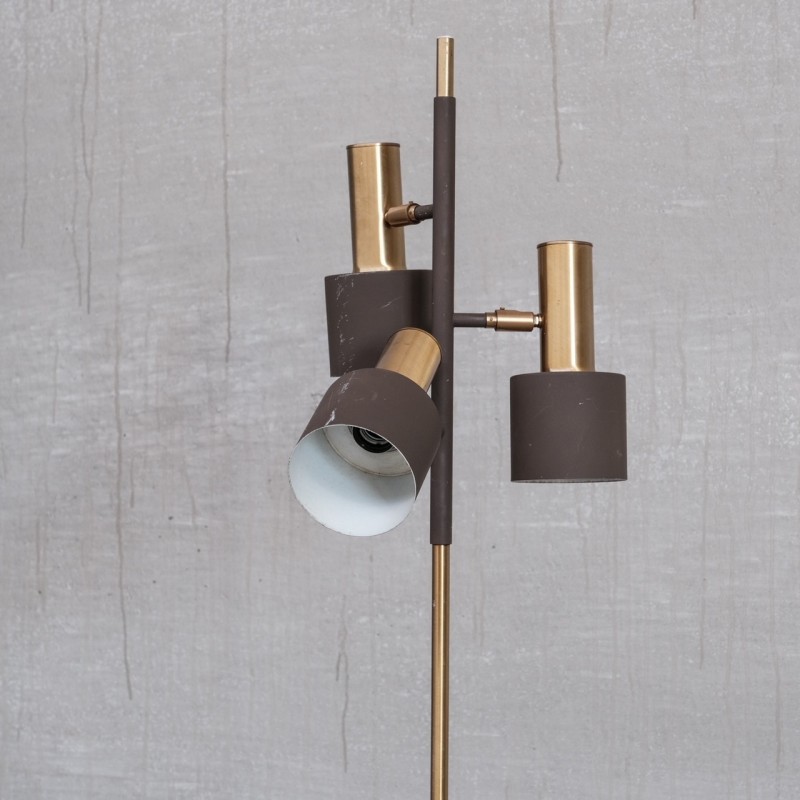 Mid-century brass adjustable floor lamp, Holland 1970s