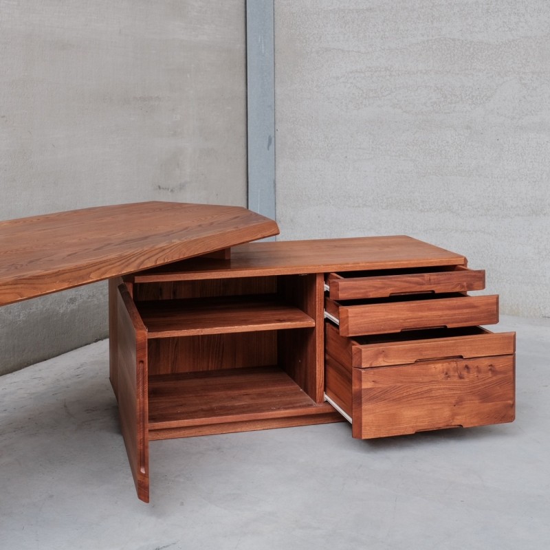French mid-century elmwood B40 desk by Pierre Chapo, 1970s