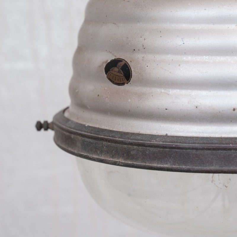 Vintage Mercury glass two tone pendant lamp, France 1920s