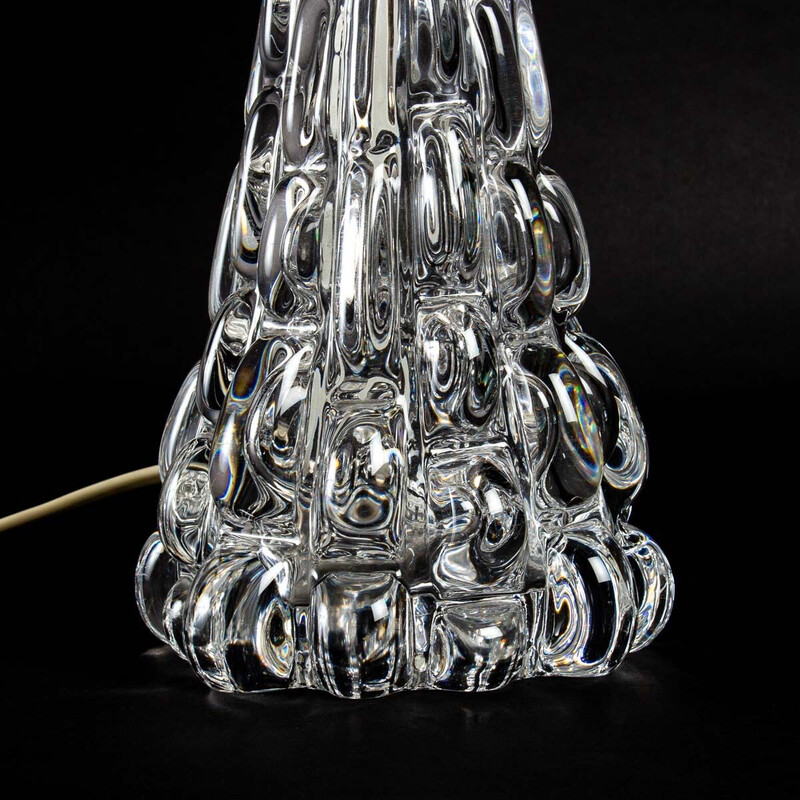 Lámpara de mesa de cristal vintage de Carl Fagerlund para Orrefors, 1960