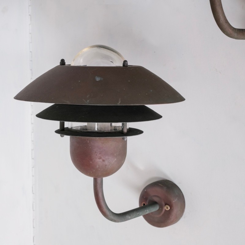 Vintage copper and glass wall lamp, Denmark 1990s