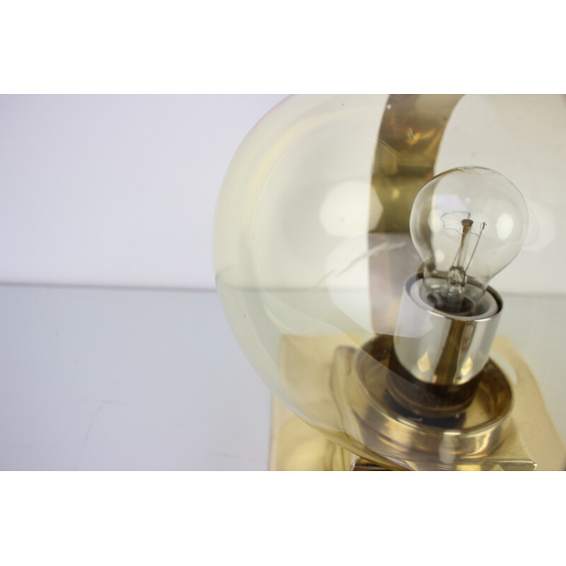 Vintage Preciosa wall lamp in glass, brass and chrome, Czechoslovakia 1970s