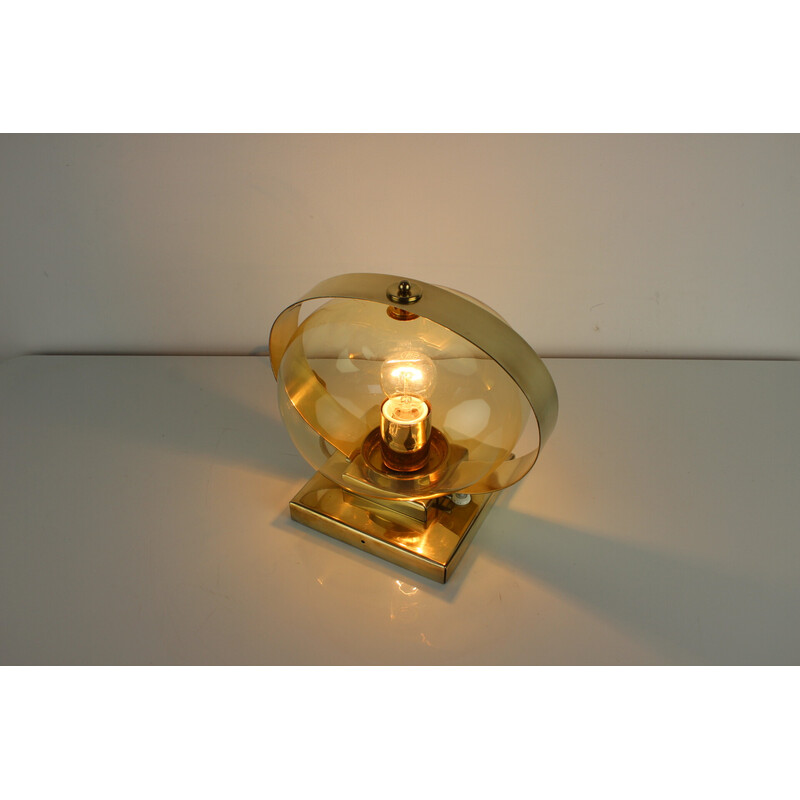 Vintage Preciosa wall lamp in glass, brass and chrome, Czechoslovakia 1970s