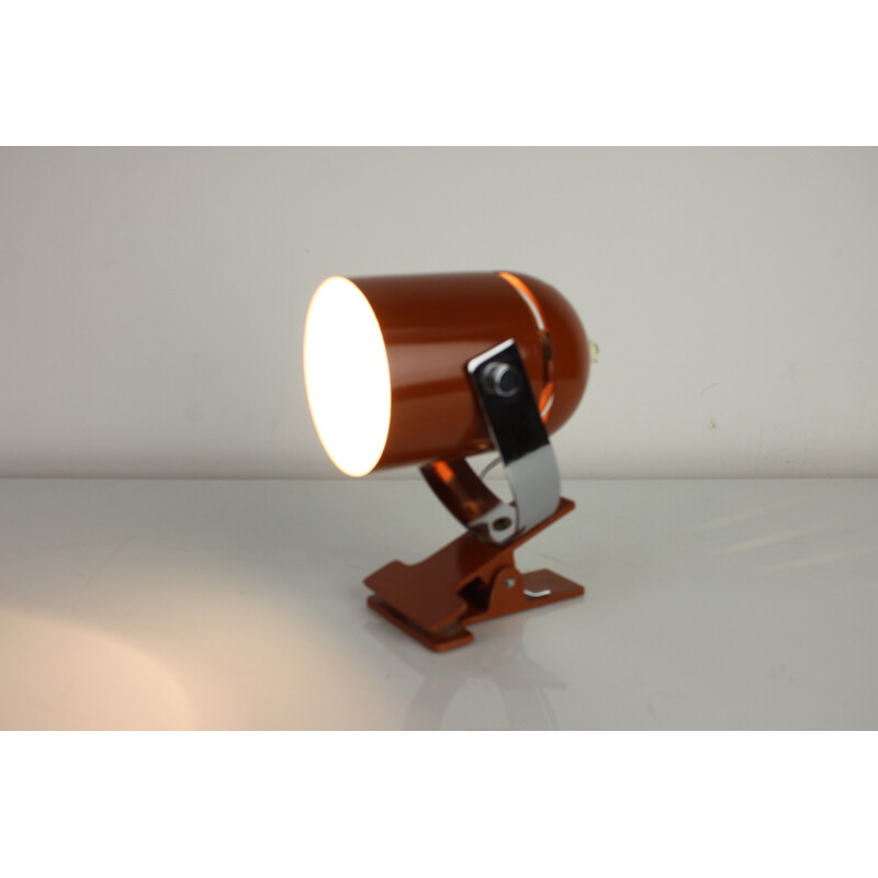 Vintage metalen en chromen wandlamp met klem door Stanislav Indra, Tsjecho-Slowakije 1970