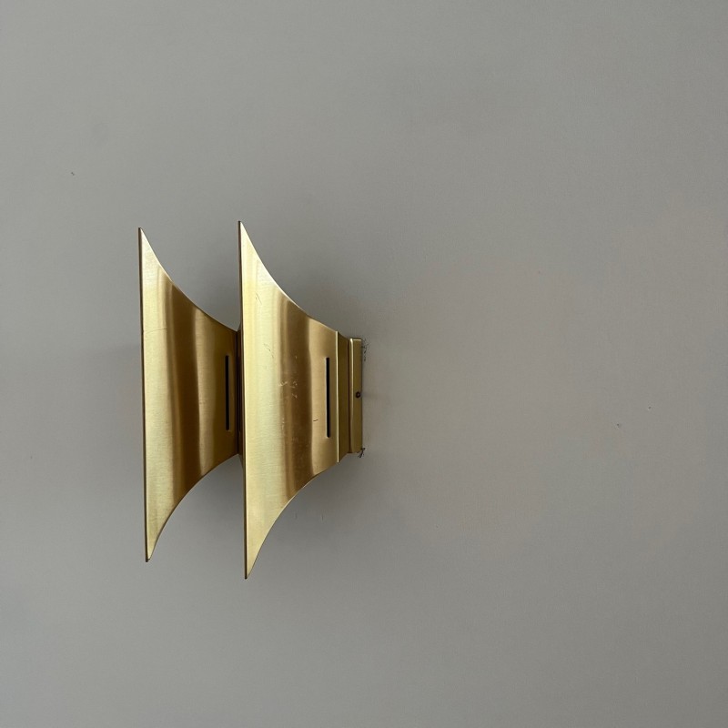 Vintage "Gothic 2" wall lamp in brass by Bent Karlby for Lyfa, Denmark 1960s