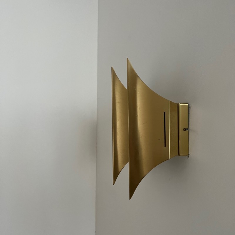 Vintage "Gothic 2" wall lamp in brass by Bent Karlby for Lyfa, Denmark 1960s