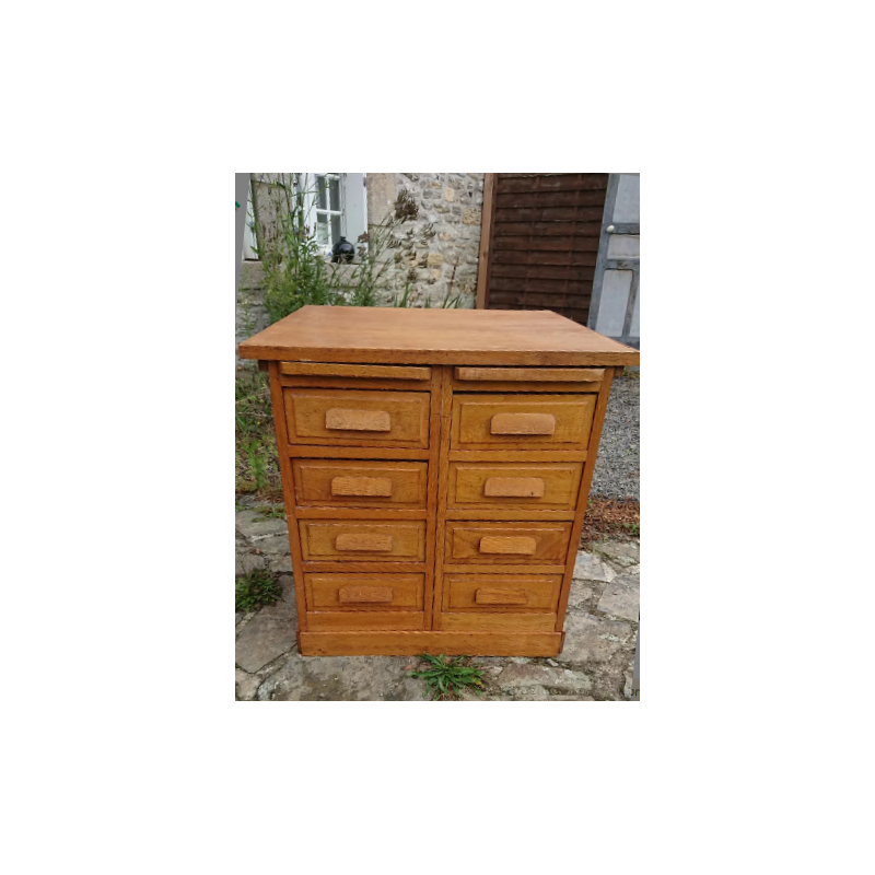 Vintage oak cabinet with 8 drawers