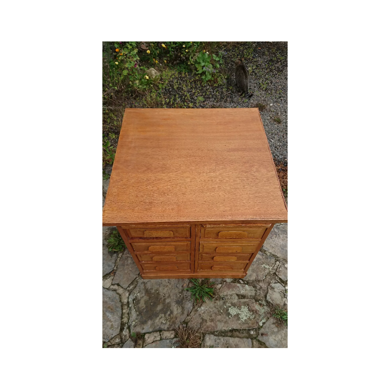 Vintage oak cabinet with 8 drawers