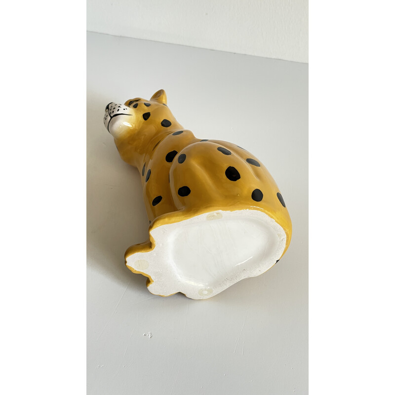 Vintage ceramic leopard pot, 1980s