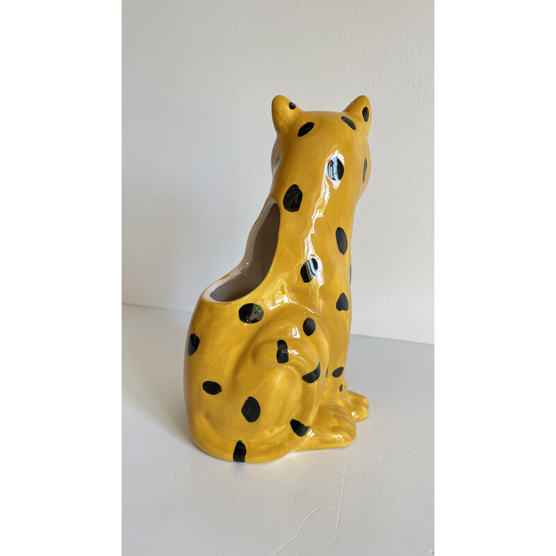 Vintage pote de leopardo cerâmico, 1980