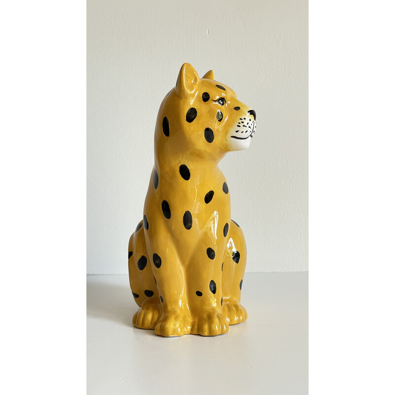 Vintage ceramic leopard pot, 1980s