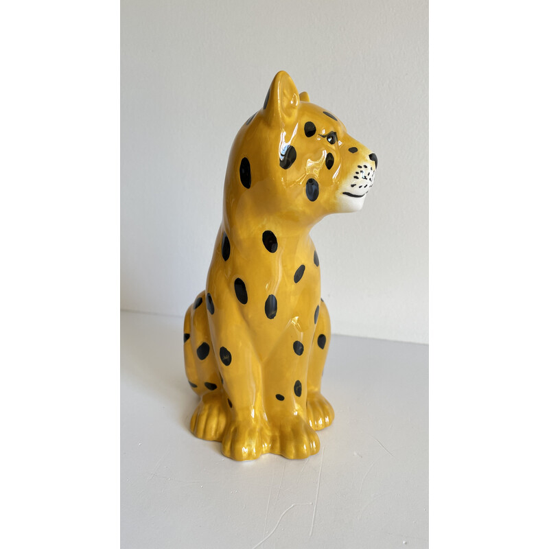 Vintage ceramic leopard pot, 1980s