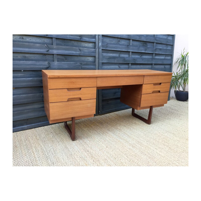 Teak desk with U feet by Uniflex - 1960s