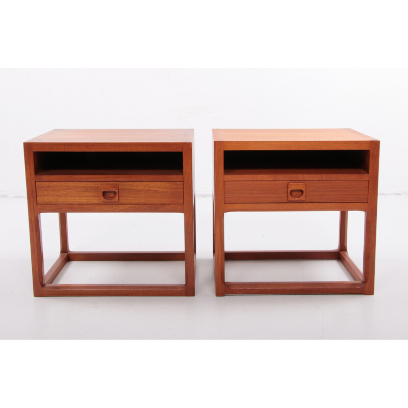 Pair of vintage teak night stands by Aksel Kjersgaard, Denmark 1960s