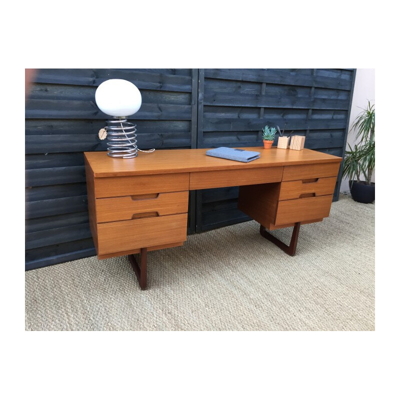 Teak desk with U feet by Uniflex - 1960s